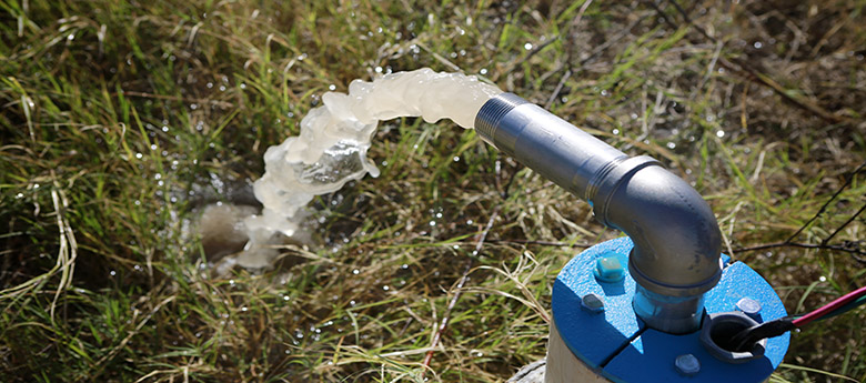 Pristine water pours out from an artesian well. In addition to every type of plumbing service, we provide full service for well systems.